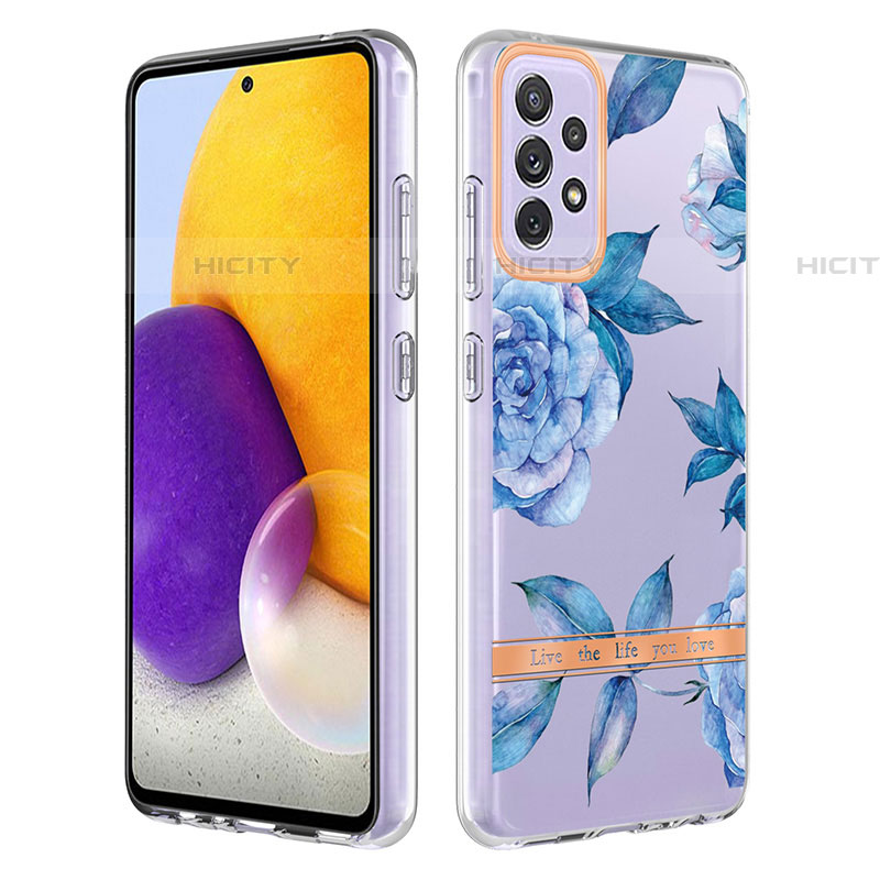 Handyhülle Silikon Hülle Gummi Schutzhülle Flexible Modisch Muster Y06B für Samsung Galaxy A72 4G Blau Plus