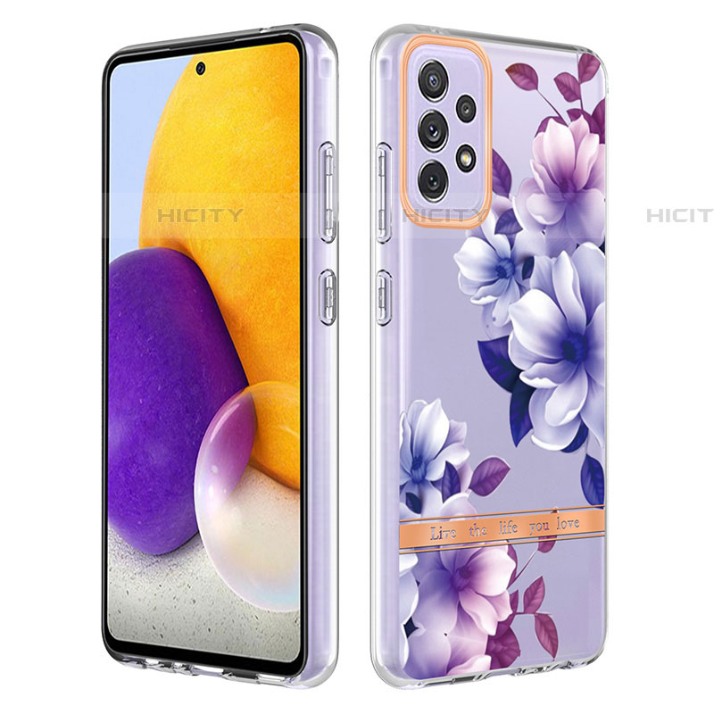 Handyhülle Silikon Hülle Gummi Schutzhülle Flexible Modisch Muster Y06B für Samsung Galaxy A72 5G Violett Plus