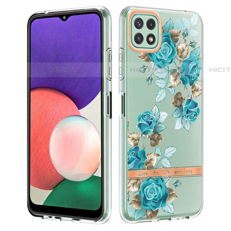 Handyhülle Silikon Hülle Gummi Schutzhülle Flexible Modisch Muster Y06B für Samsung Galaxy F42 5G Cyan Plus