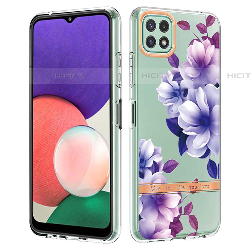 Handyhülle Silikon Hülle Gummi Schutzhülle Flexible Modisch Muster Y06B für Samsung Galaxy F42 5G Violett