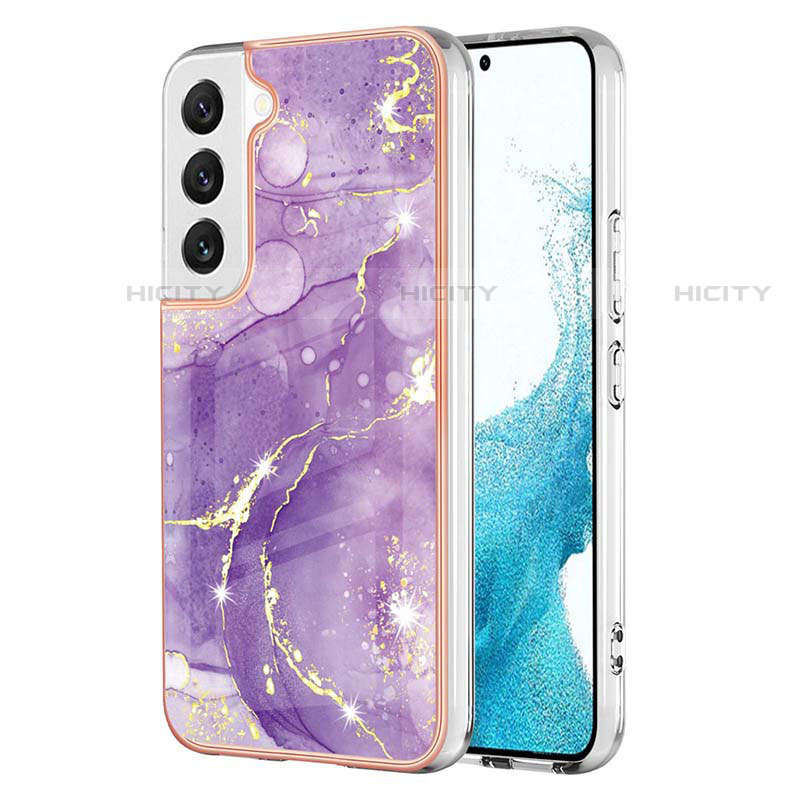 Handyhülle Silikon Hülle Gummi Schutzhülle Flexible Modisch Muster Y11B für Samsung Galaxy S22 5G Violett Plus