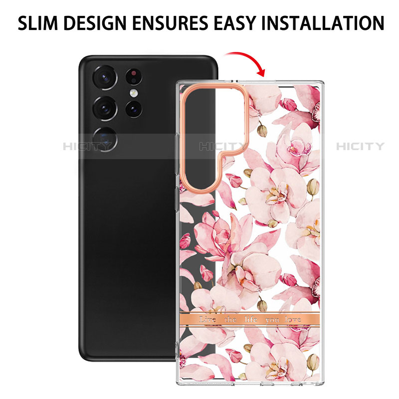 Handyhülle Silikon Hülle Gummi Schutzhülle Flexible Modisch Muster Y12B für Samsung Galaxy S21 Ultra 5G groß