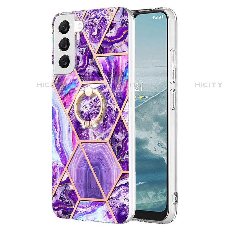 Handyhülle Silikon Hülle Gummi Schutzhülle Flexible Modisch Muster Y13B für Samsung Galaxy S22 5G Violett