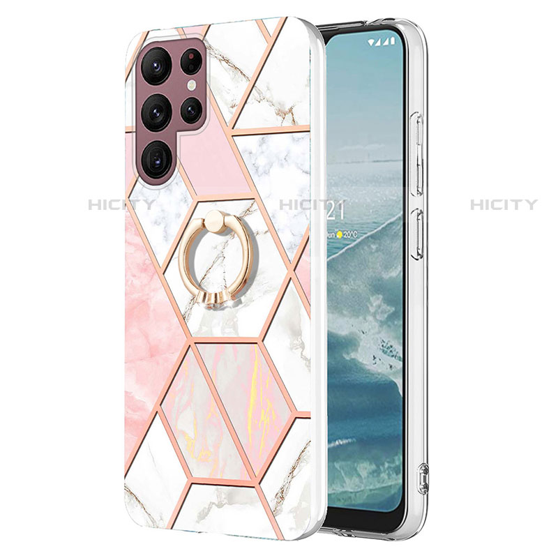 Handyhülle Silikon Hülle Gummi Schutzhülle Flexible Modisch Muster Y13B für Samsung Galaxy S22 Ultra 5G Rosa Plus