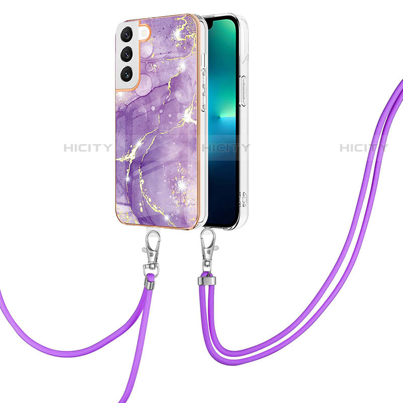 Handyhülle Silikon Hülle Gummi Schutzhülle Flexible Modisch Muster Y21B für Samsung Galaxy S22 Plus 5G Violett Plus