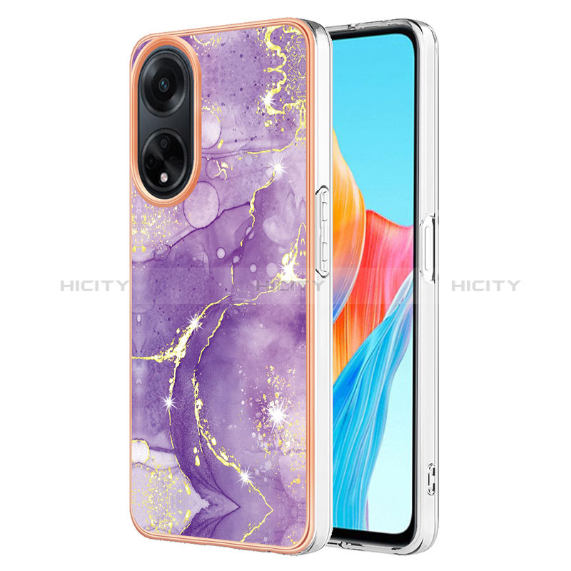 Handyhülle Silikon Hülle Gummi Schutzhülle Flexible Modisch Muster YB5 für Oppo A98 5G Violett Plus