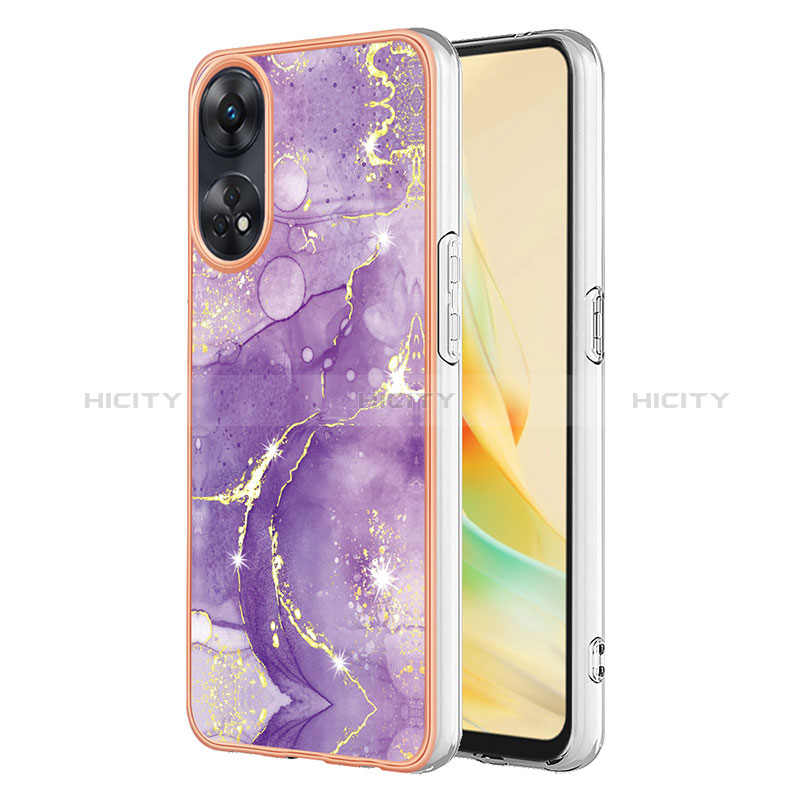 Handyhülle Silikon Hülle Gummi Schutzhülle Flexible Modisch Muster YB5 für Oppo Reno8 T 4G Violett Plus