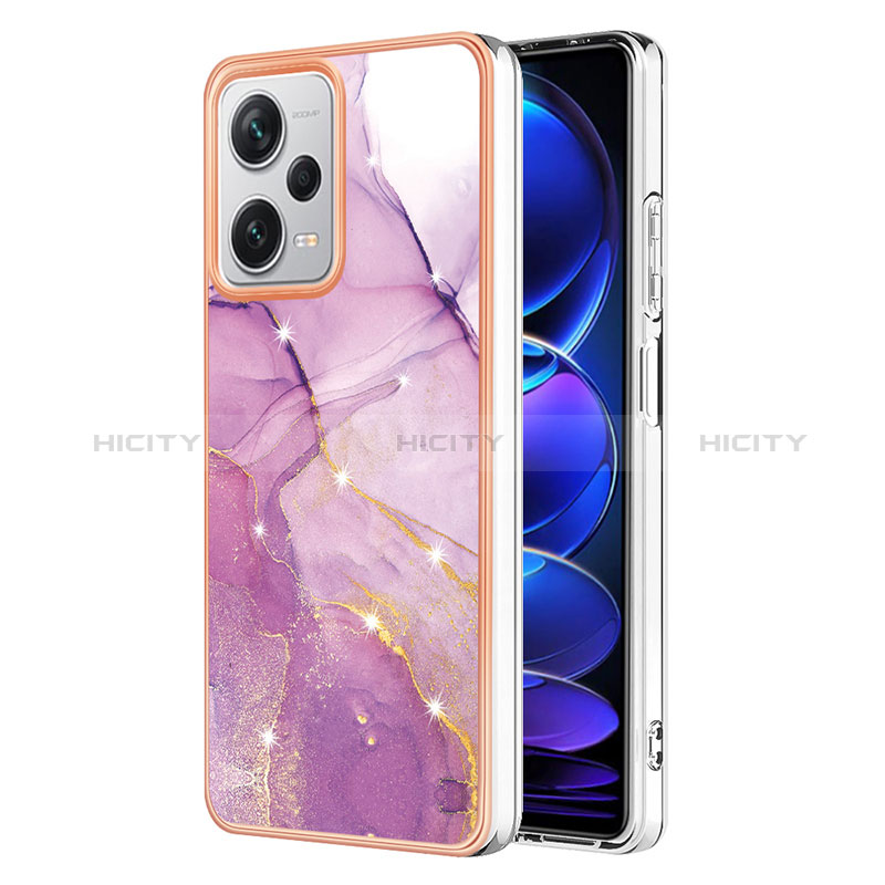 Handyhülle Silikon Hülle Gummi Schutzhülle Flexible Modisch Muster YB5 für Xiaomi Redmi Note 12 Explorer Helles Lila Plus