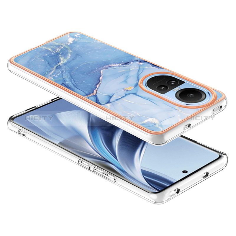 Handyhülle Silikon Hülle Gummi Schutzhülle Flexible Modisch Muster YB7 für Oppo Reno10 Pro 5G Blau