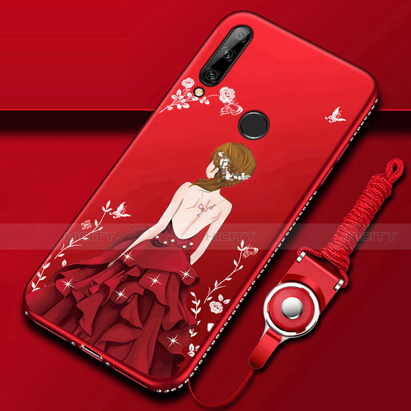 Handyhülle Silikon Hülle Gummi Schutzhülle Flexible Motiv Kleid Mädchen für Huawei Enjoy 10 Plus Rot