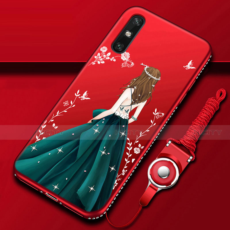 Handyhülle Silikon Hülle Gummi Schutzhülle Flexible Motiv Kleid Mädchen für Huawei Enjoy 10e Plusfarbig