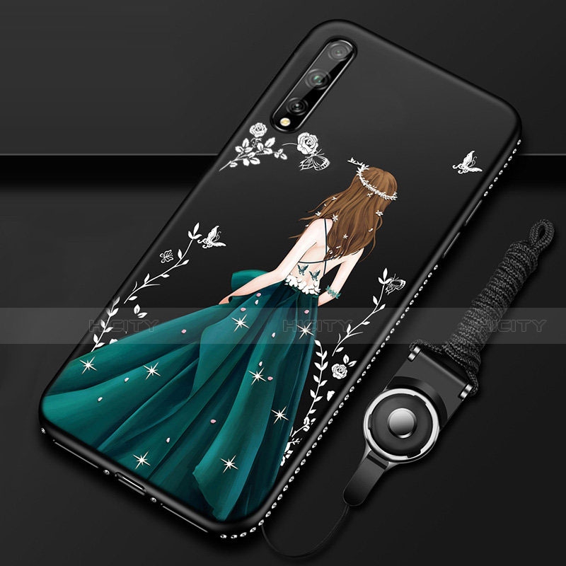 Handyhülle Silikon Hülle Gummi Schutzhülle Flexible Motiv Kleid Mädchen für Huawei Enjoy 10S Grün