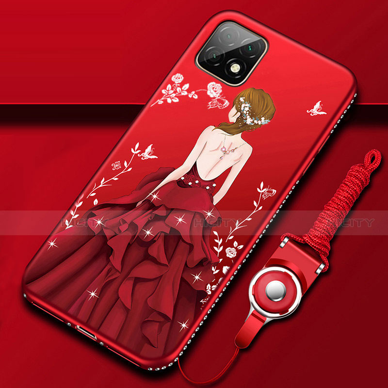 Handyhülle Silikon Hülle Gummi Schutzhülle Flexible Motiv Kleid Mädchen für Huawei Enjoy 20 5G Rot Plus