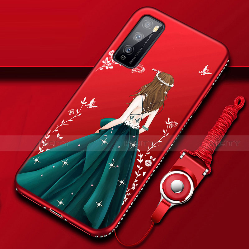 Handyhülle Silikon Hülle Gummi Schutzhülle Flexible Motiv Kleid Mädchen für Huawei Enjoy 20 Pro 5G Plusfarbig