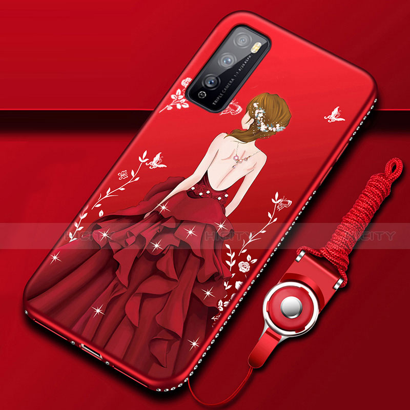 Handyhülle Silikon Hülle Gummi Schutzhülle Flexible Motiv Kleid Mädchen für Huawei Enjoy Z 5G