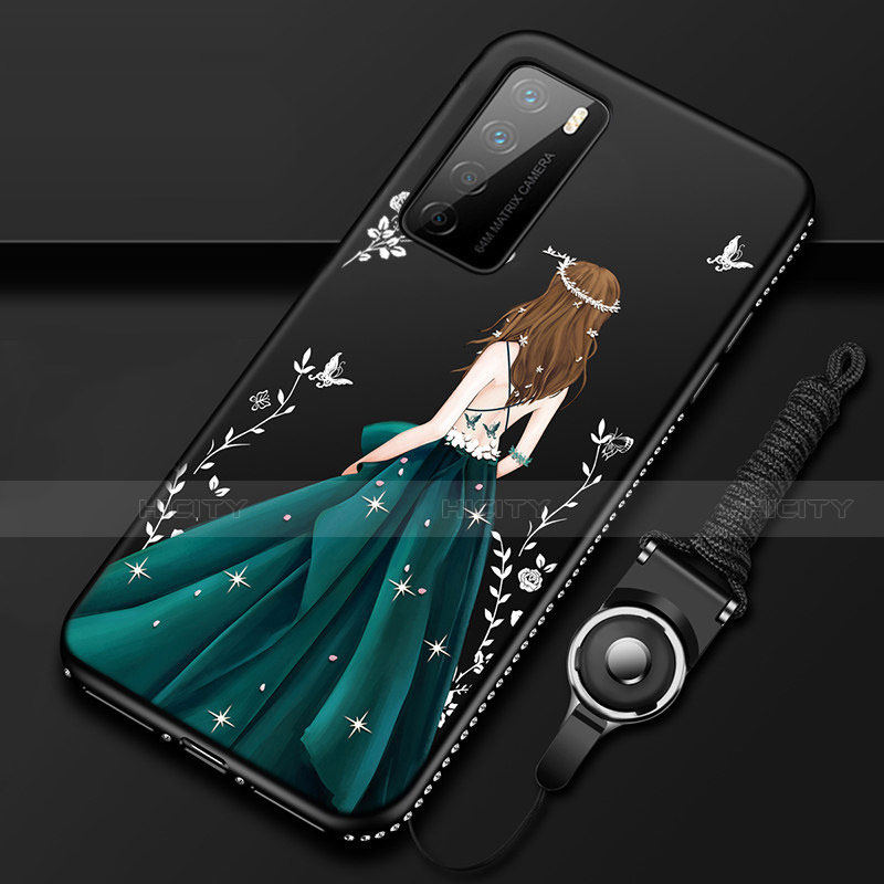 Handyhülle Silikon Hülle Gummi Schutzhülle Flexible Motiv Kleid Mädchen für Huawei Honor Play4 5G Grün