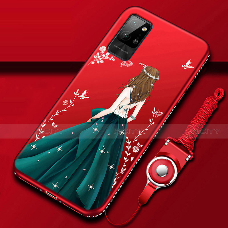 Handyhülle Silikon Hülle Gummi Schutzhülle Flexible Motiv Kleid Mädchen für Huawei Honor Play4 Pro 5G