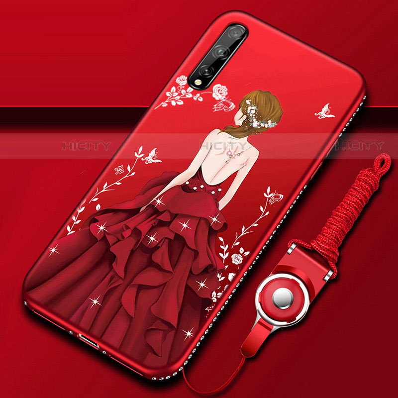 Handyhülle Silikon Hülle Gummi Schutzhülle Flexible Motiv Kleid Mädchen für Huawei P smart S Rot