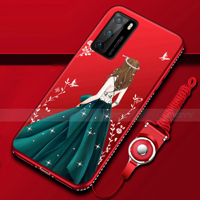 Handyhülle Silikon Hülle Gummi Schutzhülle Flexible Motiv Kleid Mädchen für Huawei P40 Plusfarbig