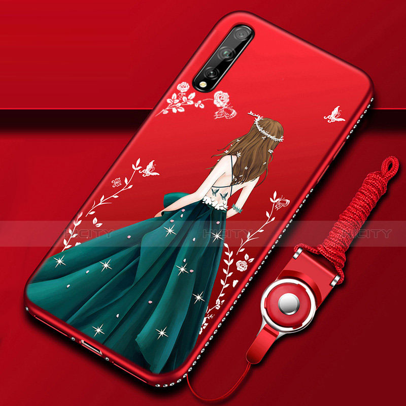 Handyhülle Silikon Hülle Gummi Schutzhülle Flexible Motiv Kleid Mädchen für Huawei Y8p