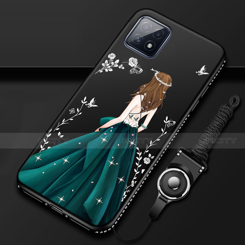 Handyhülle Silikon Hülle Gummi Schutzhülle Flexible Motiv Kleid Mädchen für Oppo A72 5G groß