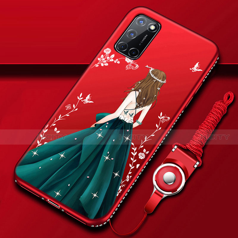 Handyhülle Silikon Hülle Gummi Schutzhülle Flexible Motiv Kleid Mädchen für Oppo A92 Plusfarbig