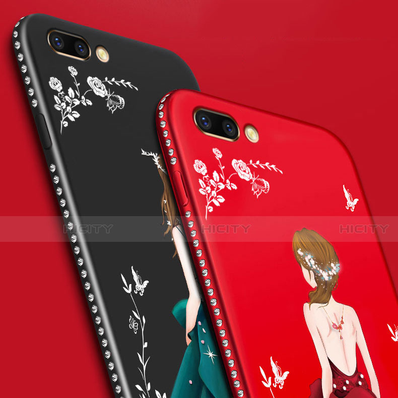 Handyhülle Silikon Hülle Gummi Schutzhülle Flexible Motiv Kleid Mädchen für Oppo AX5