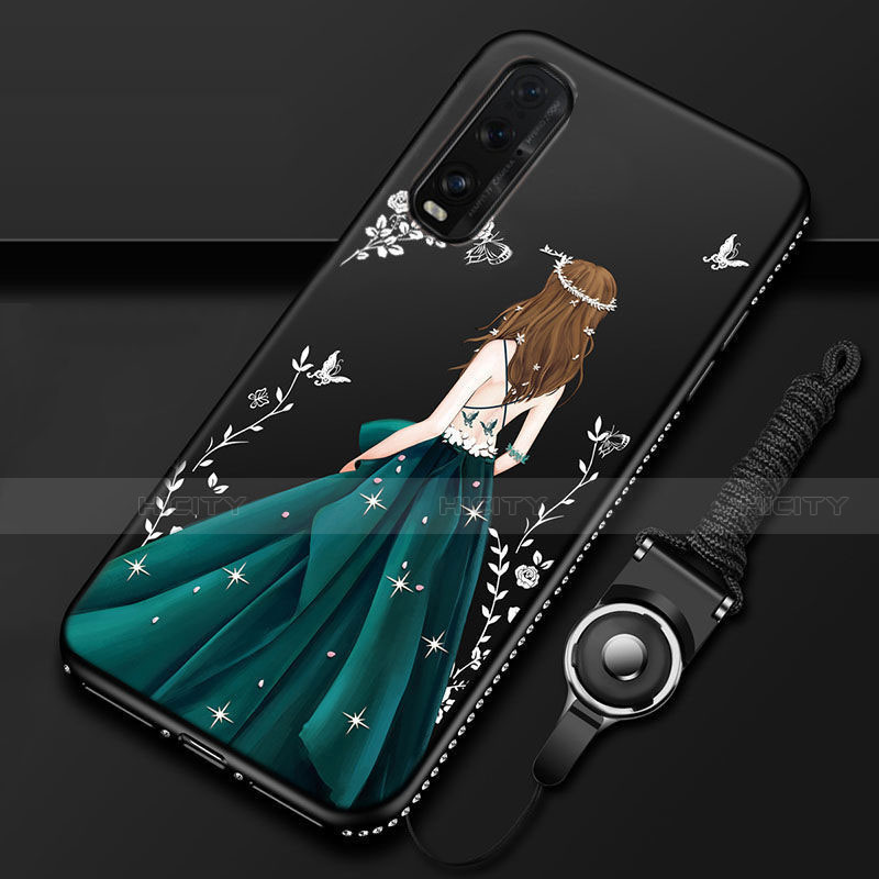 Handyhülle Silikon Hülle Gummi Schutzhülle Flexible Motiv Kleid Mädchen für Oppo Find X2 groß