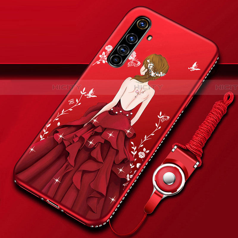 Handyhülle Silikon Hülle Gummi Schutzhülle Flexible Motiv Kleid Mädchen für Realme X50 Pro 5G Rot