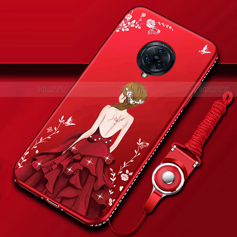 Handyhülle Silikon Hülle Gummi Schutzhülle Flexible Motiv Kleid Mädchen für Vivo Nex 3S Rot Plus