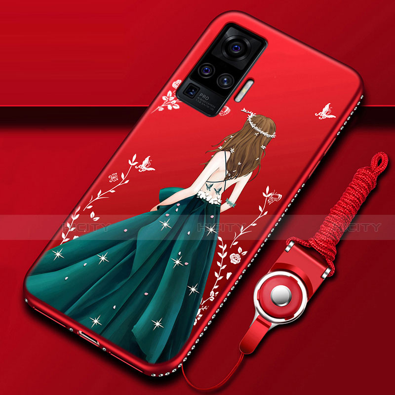 Handyhülle Silikon Hülle Gummi Schutzhülle Flexible Motiv Kleid Mädchen für Vivo X50 Pro 5G groß