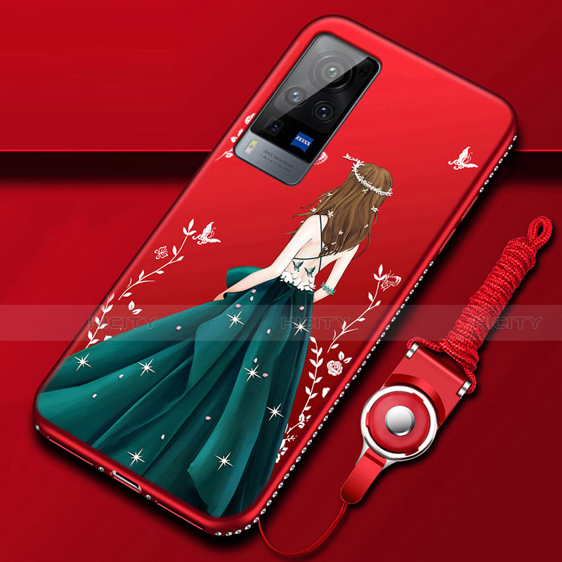 Handyhülle Silikon Hülle Gummi Schutzhülle Flexible Motiv Kleid Mädchen für Vivo X60 Pro 5G groß