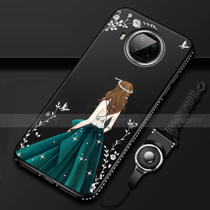 Handyhülle Silikon Hülle Gummi Schutzhülle Flexible Motiv Kleid Mädchen für Xiaomi Mi 10i 5G Schwarz Plus