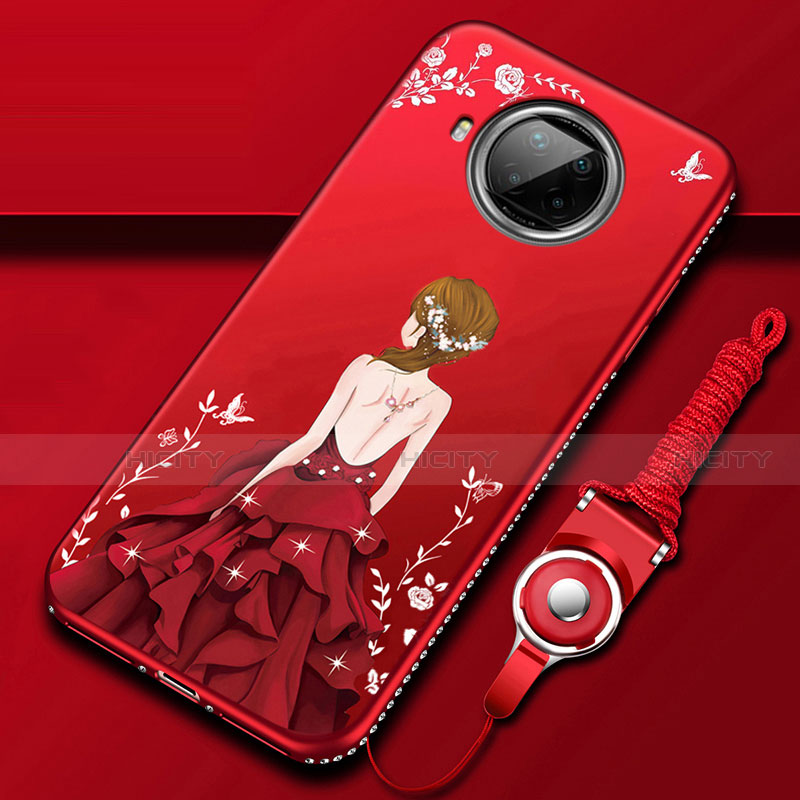 Handyhülle Silikon Hülle Gummi Schutzhülle Flexible Motiv Kleid Mädchen für Xiaomi Mi 10T Lite 5G Rot Plus