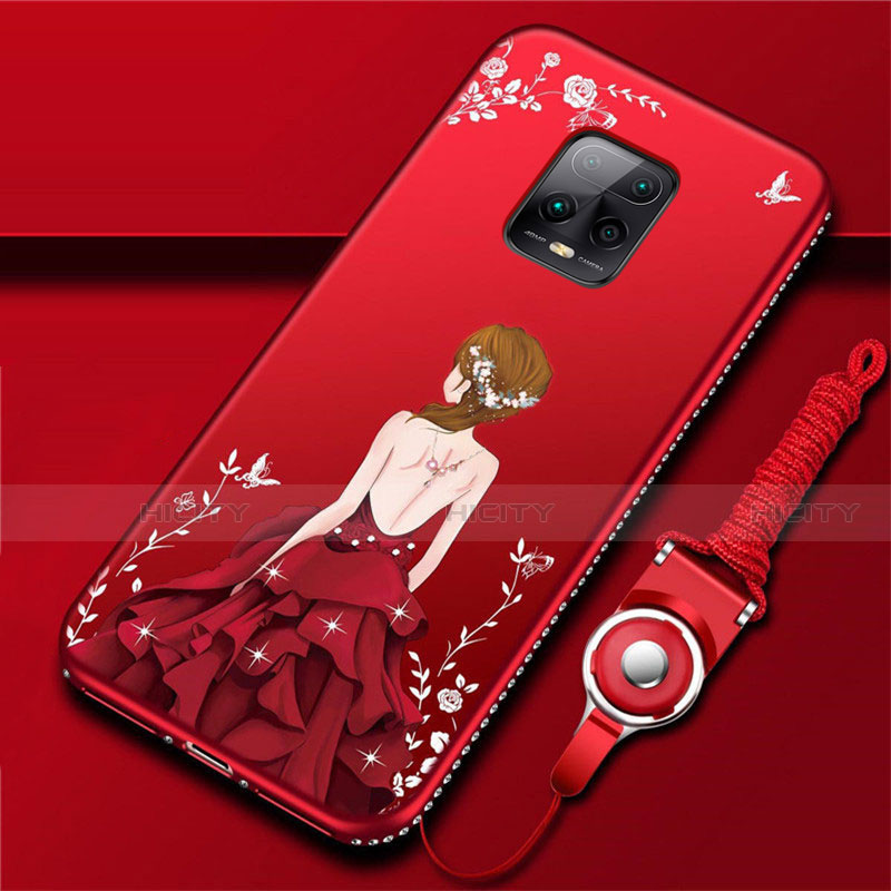 Handyhülle Silikon Hülle Gummi Schutzhülle Flexible Motiv Kleid Mädchen für Xiaomi Redmi 10X Pro 5G Rot Plus