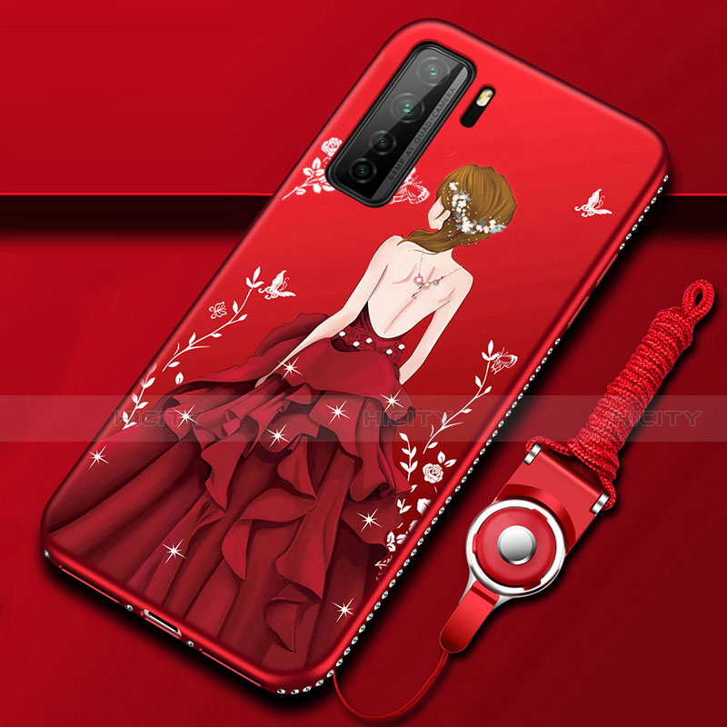 Handyhülle Silikon Hülle Gummi Schutzhülle Flexible Motiv Kleid Mädchen K01 für Huawei Nova 7 SE 5G