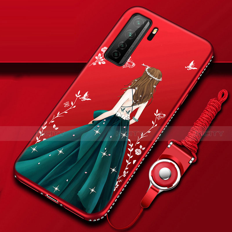 Handyhülle Silikon Hülle Gummi Schutzhülle Flexible Motiv Kleid Mädchen K01 für Huawei Nova 7 SE 5G