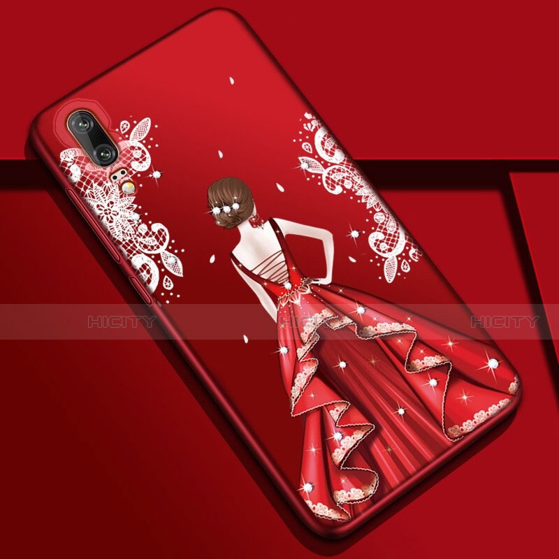 Handyhülle Silikon Hülle Gummi Schutzhülle Flexible Motiv Kleid Mädchen K01 für Huawei P20 Bunt Plus