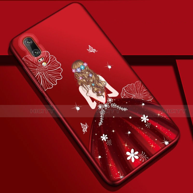 Handyhülle Silikon Hülle Gummi Schutzhülle Flexible Motiv Kleid Mädchen K01 für Huawei P20 Fuchsie