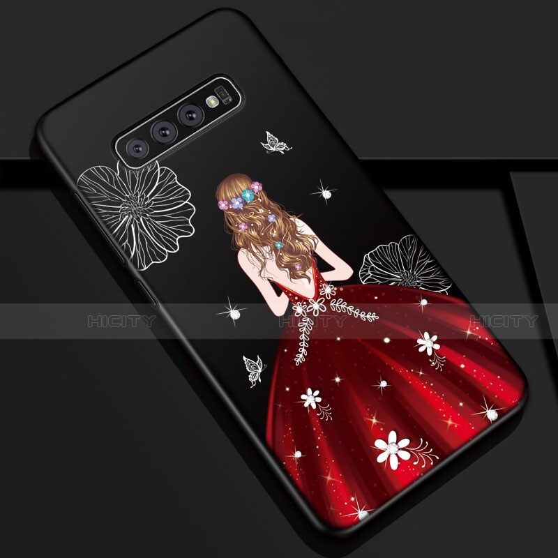 Handyhülle Silikon Hülle Gummi Schutzhülle Flexible Motiv Kleid Mädchen K01 für Samsung Galaxy S10