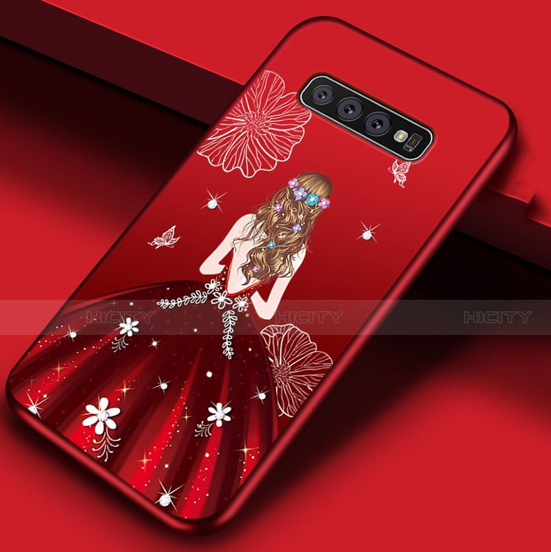 Handyhülle Silikon Hülle Gummi Schutzhülle Flexible Motiv Kleid Mädchen K01 für Samsung Galaxy S10 5G groß