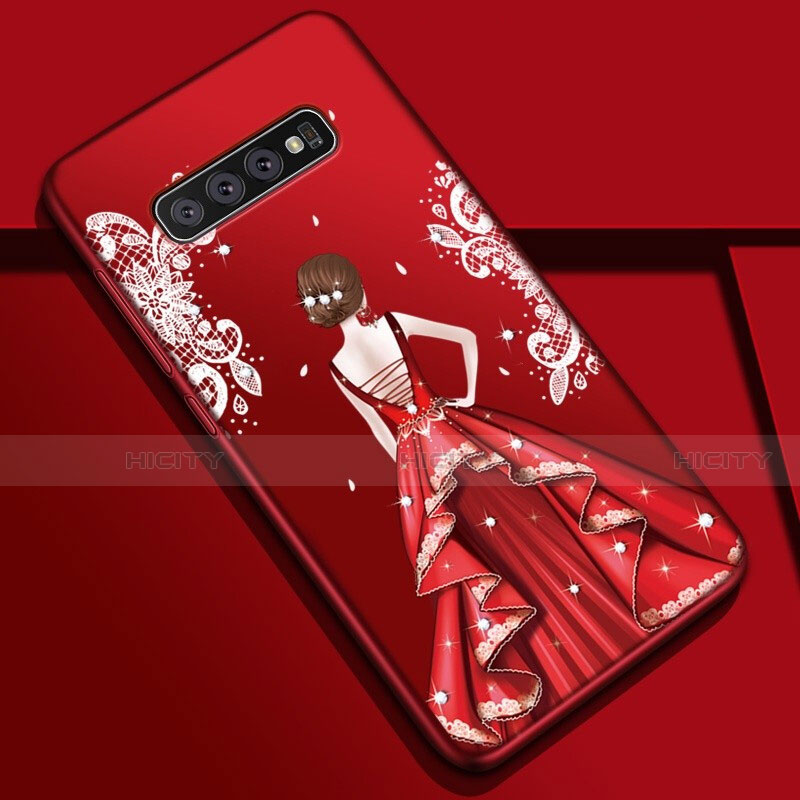 Handyhülle Silikon Hülle Gummi Schutzhülle Flexible Motiv Kleid Mädchen K01 für Samsung Galaxy S10 5G Plusfarbig