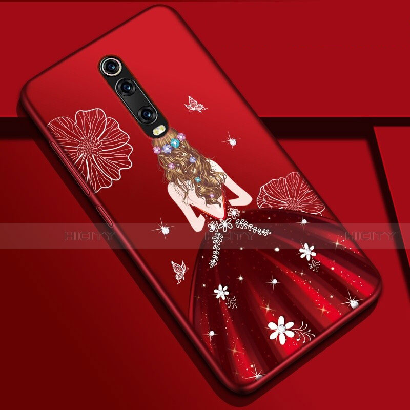 Handyhülle Silikon Hülle Gummi Schutzhülle Flexible Motiv Kleid Mädchen K01 für Xiaomi Mi 9T Pro Fuchsie