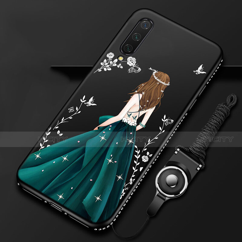 Handyhülle Silikon Hülle Gummi Schutzhülle Flexible Motiv Kleid Mädchen K01 für Xiaomi Mi A3 Grün