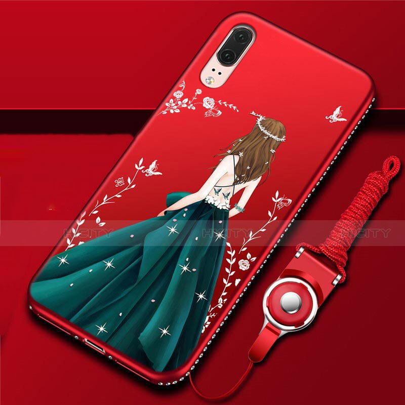 Handyhülle Silikon Hülle Gummi Schutzhülle Flexible Motiv Kleid Mädchen K02 für Huawei P20