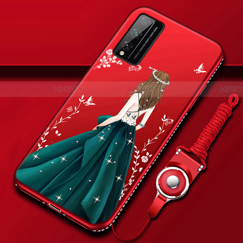 Handyhülle Silikon Hülle Gummi Schutzhülle Flexible Motiv Kleid Mädchen S01 für Huawei Honor Play4T Pro