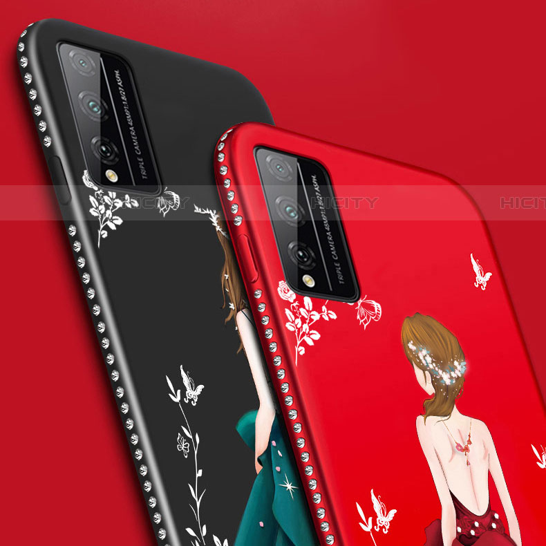 Handyhülle Silikon Hülle Gummi Schutzhülle Flexible Motiv Kleid Mädchen S01 für Huawei Honor Play4T Pro