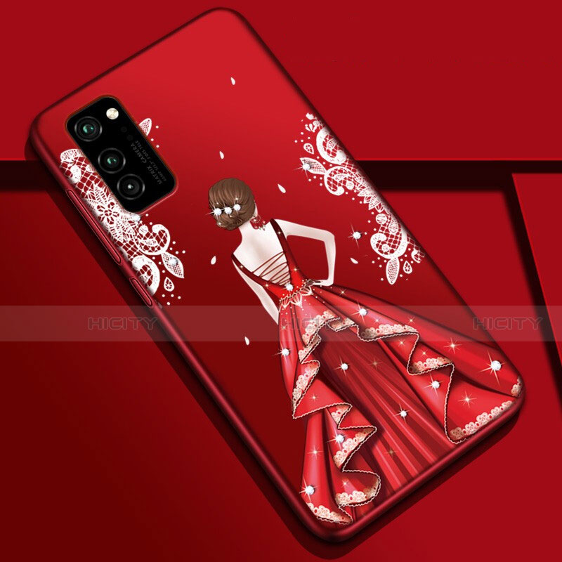 Handyhülle Silikon Hülle Gummi Schutzhülle Flexible Motiv Kleid Mädchen S01 für Huawei Honor V30 5G groß