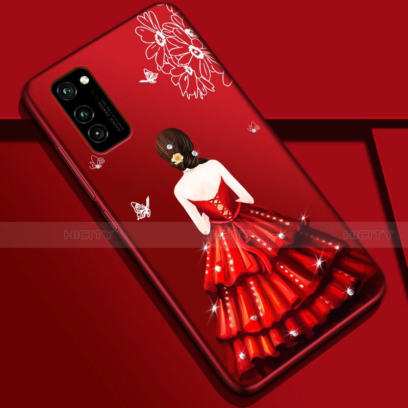 Handyhülle Silikon Hülle Gummi Schutzhülle Flexible Motiv Kleid Mädchen S01 für Huawei Honor V30 5G groß