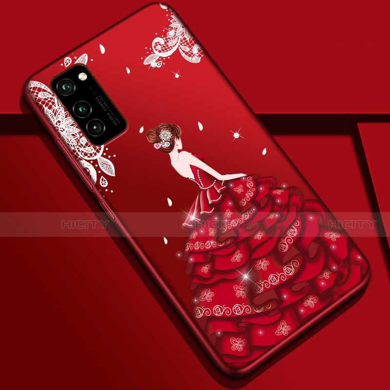 Handyhülle Silikon Hülle Gummi Schutzhülle Flexible Motiv Kleid Mädchen S01 für Huawei Honor V30 5G